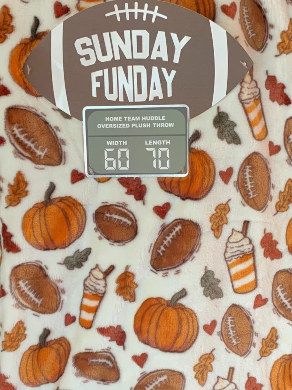 Football Fall Pumpkin NWT Throw 60x70 Oversized Plush